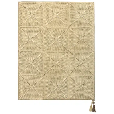 Pre-owned Iota 21st Century Asian Natural Cream Outdoor Indoor 150x200 Cm Handmade Rug In White