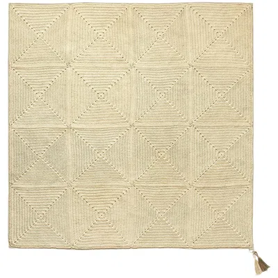 Pre-owned Iota 21st Century Asian Natural Cream Outdoor Indoor 200x200 Cm Handmade Rug In White