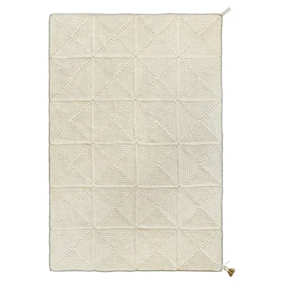 Pre-owned Iota 21st Century Asian Natural Cream Outdoor Indoor 200x300 Cm Handmade Rug In White