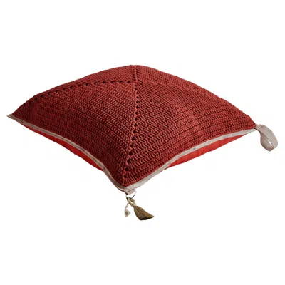 Pre-owned Iota 21st Century Hamra Outdoor Indoor Handmade Square Floor Cushion In Brown