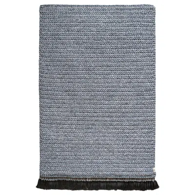 Pre-owned Iota Handmade Crochet Thick Rug 120x200 Cm In Blue Grey Colors With Grey Tassels In Gray