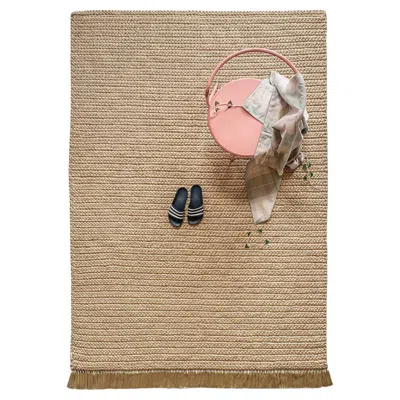 Pre-owned Iota Handmade Crochet Thick Rug 170x240 Cm In Golden Beige Wine Colors In Brown