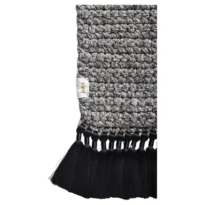 Pre-owned Iota Handmade Crochet Thick Rug 170x240 Cm In Grey Light Beige Black With Tassels In Gray