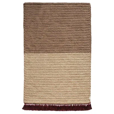 Pre-owned Iota Handmade Crochet Two-tone Rug 120x200 Cm In Mocha Colors With Tassles In Brown