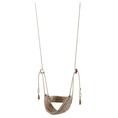 Pre-owned Iota Outdoor Uv Protected Mocha Color Handmade Crochet Hammock Seat Swing With Back In Brown