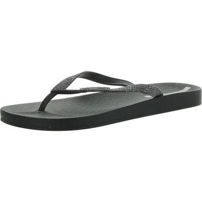 Ipanema Ana Womens Glitter Footbed Flip-flops In Black