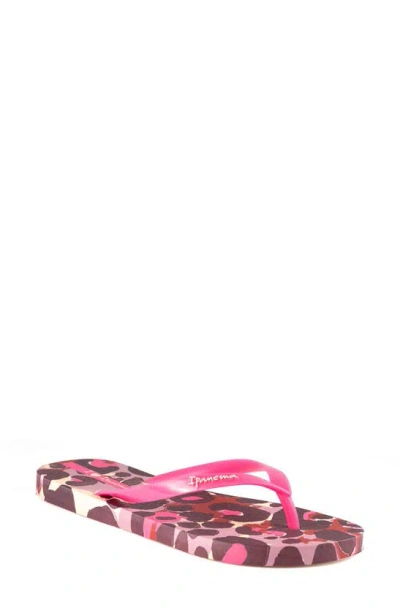 Ipanema Animal Print Flip Flop In Beige/ Pink