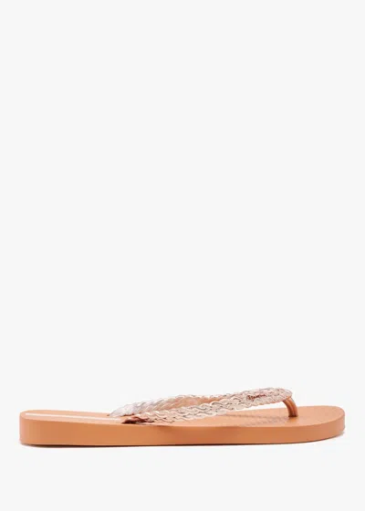 Ipanema Exuberance Chrome Sun Kissed Flip Flops In Tan Leather