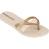 Ipanema 'kirei Silk' Flip Flop In Beige/gold