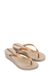 Ipanema Selfie Wedge Flip Flop In Beige/gold