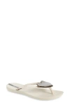 Ipanema Wave Heart Flip Flop In Beige/beige/black