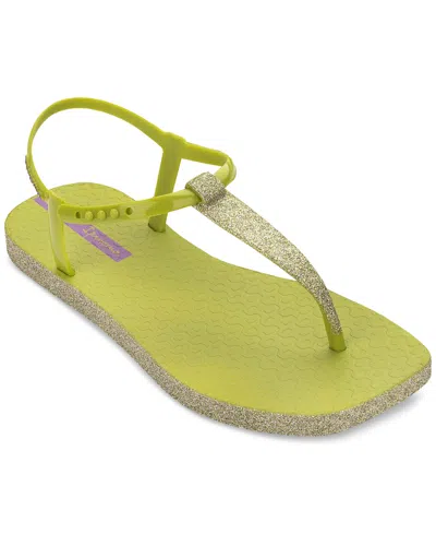 Ipanema X Shakira Class Edge Glow Slip-on Embellished T-strap Thong Sandals In Green Glit