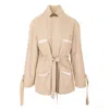 Ipanomi Women's Cotton Twill Jacket With Cord And Pocket Details - Neutrals
