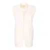 Ipanomi Women's Straight-fit Cotton Twill Vest Minimalist Design With Mandarin Collar And Pockets White In White