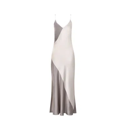 Ipekkiramer Women's Deco Silk Chemise Grey-white In Gray/white