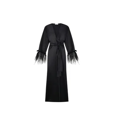 Ipekkiramer Women's The Moon Silk Robe Black