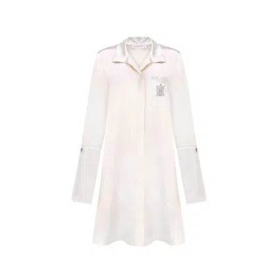 Ipekkiramer Women's White Fi̇fi̇ Silk Shirt Chemise Ecru
