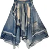 Ipng Design Women's Blue Skirt Square Denim Print Basics In Blue
