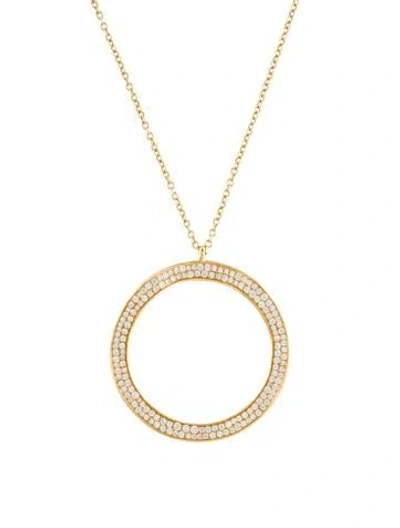 Pre-owned Ippolita 18k 1.53ctw Diamond Wavy Circle Pendant Necklace, 18" In Multi