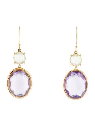 Pre-owned Ippolita 18k 1.63ctw Citrine & Amethyst Drop Earrings In Multi