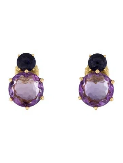 Pre-owned Ippolita 18k Amethyst & Iolite Earrings In Multi