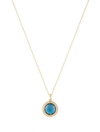 Pre-owned Ippolita 18k Blue Topaz & Diamond Pendant Necklace, 18" In Multi