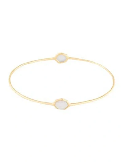 Pre-owned Ippolita 18k Chalcedony 2-stone Bangle Bracelet, 9" In Multi
