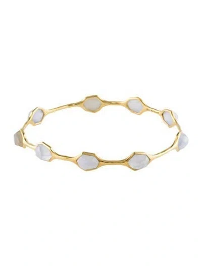 Pre-owned Ippolita 18k Chalcedony 9-stone Bangle Bracelet, 9" In Multicolor
