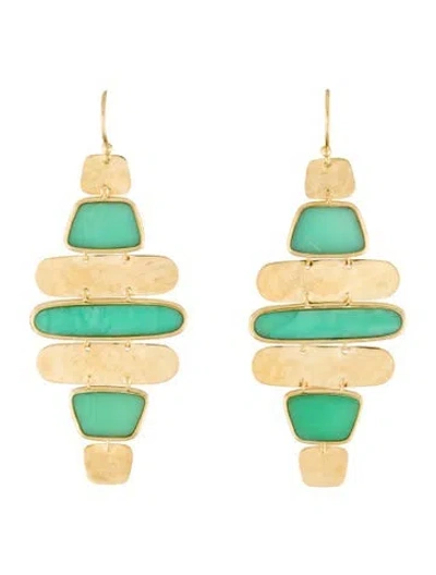 Pre-owned Ippolita 18k Chrysoprase Crinkle Cascade Drop Earrings In Multi