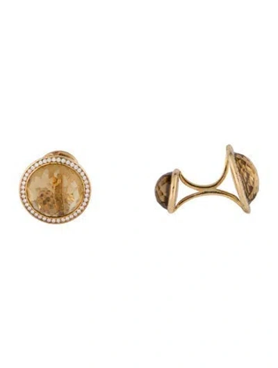 Pre-owned Ippolita 18k Citrine & Diamond Cufflinks In Multicolor