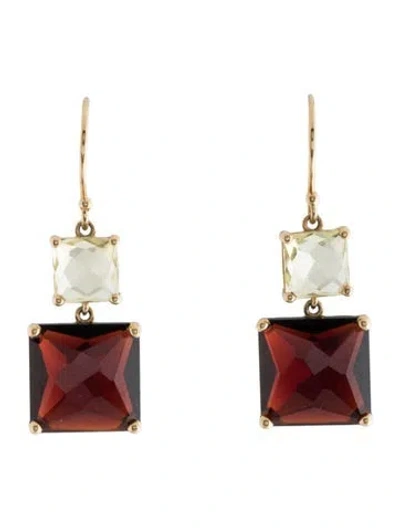 Pre-owned Ippolita 18k Citrine & Garnet Drop Earrings In Multicolor