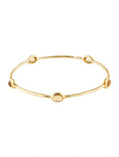 Pre-owned Ippolita 18k Citrine Five Stone Bangle Bracelet, 7.25" In Multi