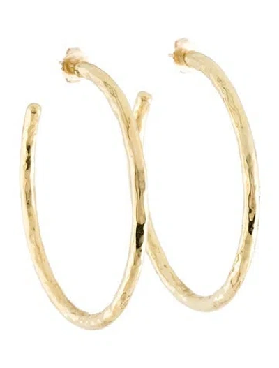 Pre-owned Ippolita 18k Classico Hammered Large Hoop Earrings In Multi