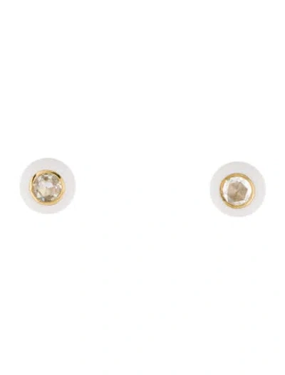 Pre-owned Ippolita 18k Diamond & Ceramic Carnevale Stud Earrings In Multi