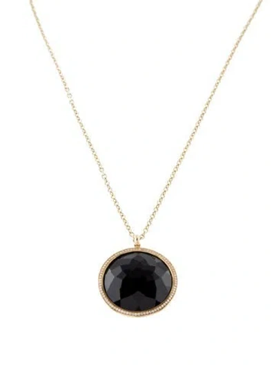 Pre-owned Ippolita 18k Diamond & Onyx Lollipop Pendant Necklace, 18" In Multi