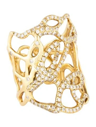Pre-owned Ippolita 18k Diamond Drizzle Wide Cutout Ring In Multicolor