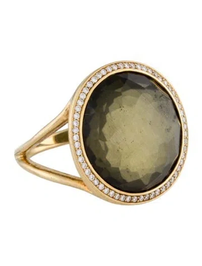 Pre-owned Ippolita 18k Diamond, Quartz & Pyrite Doublet Cocktail Ring In Multi