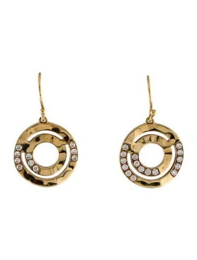 Pre-owned Ippolita 18k Diamond Senso Wavy Disc Drop Earrings In Multi