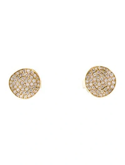 Pre-owned Ippolita 18k Diamond Stardust Small Flower Disc Stud Earrings In Multi