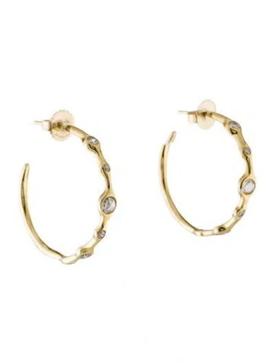 Pre-owned Ippolita 18k Diamond Superstar Hoop Earrings In Multi