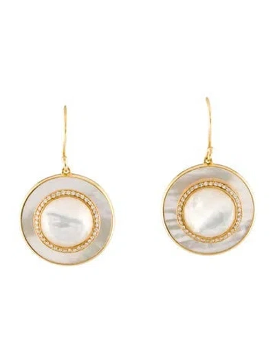 Pre-owned Ippolita 18k Diamond-accented Mother Of Pearl & Quartz Disc Earrings In Multi