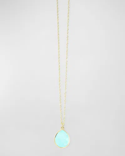 Ippolita 18k Gold Rock Candy Mini Teardrop Pendant Necklace In Turquoise Doublet, 16-18"l In Dftq