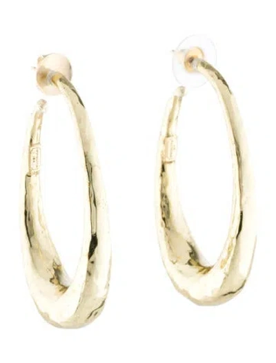 Pre-owned Ippolita 18k Hammered Oval Hoop Earrings In Multi