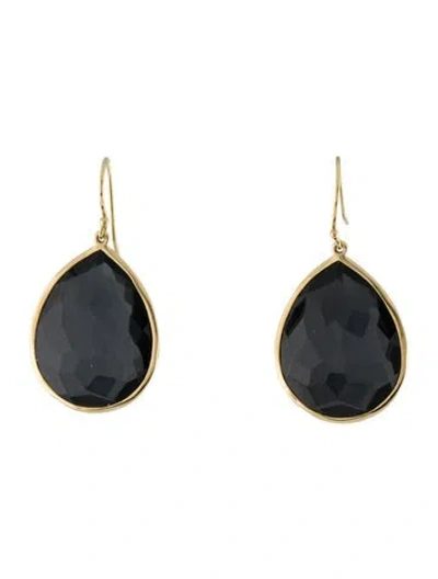 Pre-owned Ippolita 18k Hematine & Quartz Doublet Drop Earrings In Multi