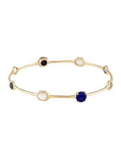 Pre-owned Ippolita 18k Lapis Lazuli, Mother Of Pearl & Quartz Gelato Bangle, 7.75" In Multi