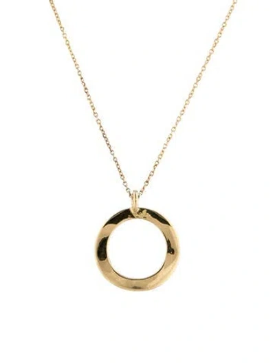 Pre-owned Ippolita 18k Mini Wavy Circle Pendant Necklace, 18" In Multicolor