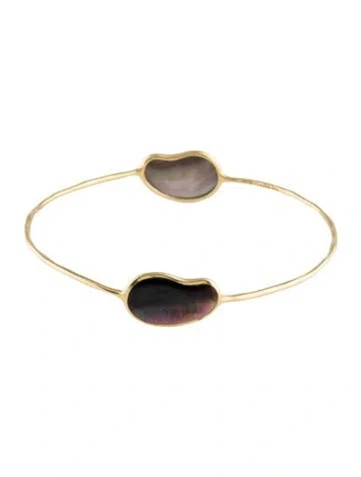 Pre-owned Ippolita 18k Mother Of Pearl 2 Bean Bangle Bracelet, 9" In Multi
