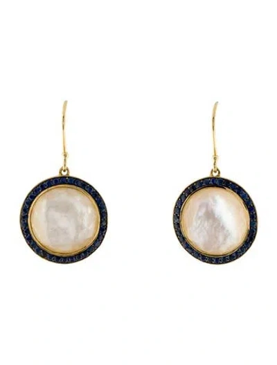 Pre-owned Ippolita 18k Mother Of Pearl & 1.02ctw Sapphire Drop Earrings In Multi