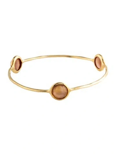 Pre-owned Ippolita 18k Mother Of Pearl & Citrine Doublet Rock Candy Bangle Bracelet, 8" In Multicolor