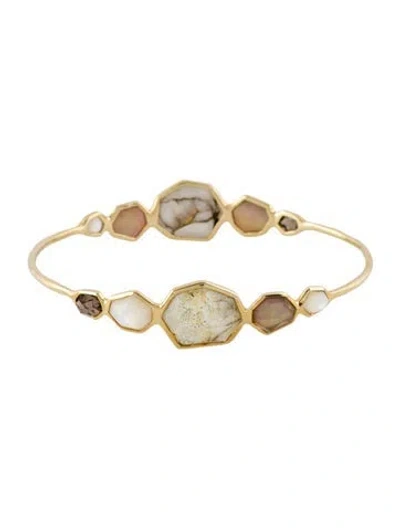 Pre-owned Ippolita 18k Mother Of Pearl & Multi Stone Bangle Bracelet, 8"